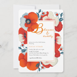 Blooms & Bubbly Bright Red Floral Vrijgezellenfees Kaart