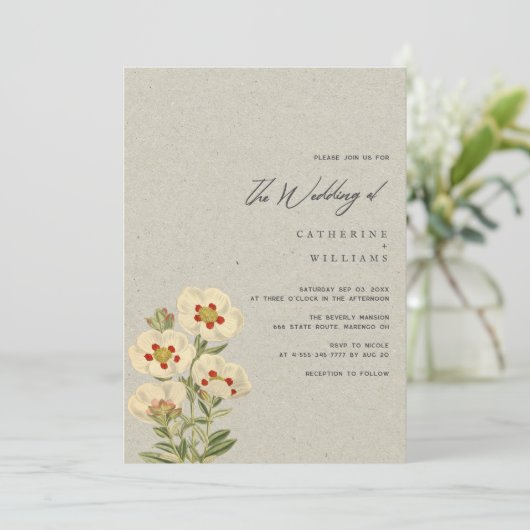  Blooms en fotoliefde: Minimalistische bruiloft Kaart (Staand voorkant)