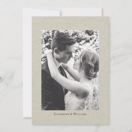 Blooms en fotoliefde: Minimalistische bruiloft Kaart (Achterkant)