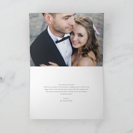 blooms floral bruiloft foto bedankt kaart (Binnen)