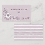  Blooms Floral Wedding Place Card - Paars Informatiekaartje (Voorkant / Achterkant)