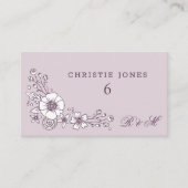  Blooms Floral Wedding Place Card - Paars Informatiekaartje (Voorkant)