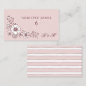  Blooms Floral Wedding Place Card - Roze Informatiekaartje (Voorkant / Achterkant)