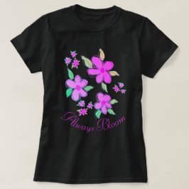 Blooms In Helder Roze Geaccentueerd met Blauwgroen T-shirt