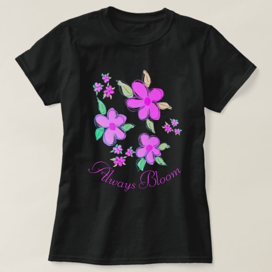 Blooms In Helder Roze Geaccentueerd met Blauwgroen T-shirt (Design voorkant)