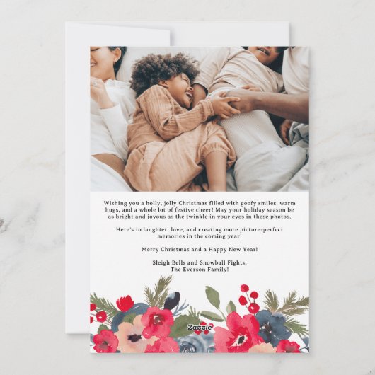 Blooms merry Christmas bloemenfamilie 5 foto's Feestdagenkaart (Achterkant)
