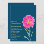 Blooms Natuur Roze Aster Bloemen Bruiloft Kaart (Voorkant / Achterkant)