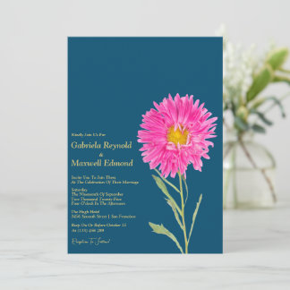 Blooms Natuur Roze Aster Bloemen Bruiloft Kaart