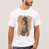 Blooms of Strength: Een  Street Art Elegance T-shirt (Voorkant)