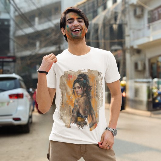 Blooms of Strength: Een  Street Art Elegance T-shirt