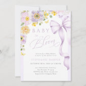Blooms Paarse Gele Baby shower Uitnodiging (Voorkant)