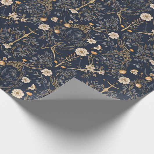 Blooms: Retro Botanisch Verpakkingsdocument Cadeaupapier (Hoek)