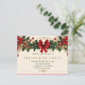  Blooms: Retro Kerstuitnodiging Briefkaart (Staand voorkant)