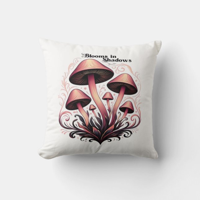 Blooms Shadows - Whimsigoth Mushroom Art Pastel Go Kussen (Voorkant)