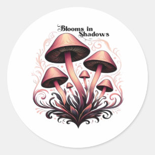 Blooms Shadows - Whimsigoth Mushroom Art Pastel Go Ronde Sticker