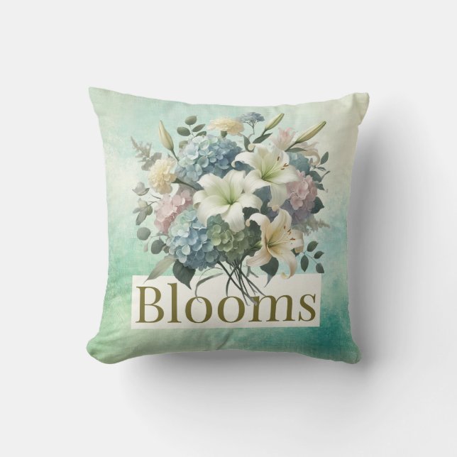 Blooms Sierkussen 16 "x16": Laat het bloeien met F (Voorkant)
