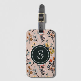 Blooms: Stoffig Roos Boho Bloemen Waterverf Bagagelabel