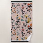  Blooms: Stoffig Roos Boho Bloemen Waterverf Strandlaken (Voorkant)