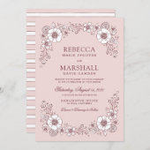  Blooms - uitnodiging voor een bruiloft - Roze (Voorkant / Achterkant)