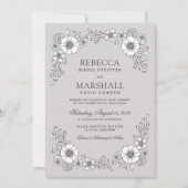  Blooms - uitnodiging voor een huwelijk - grijs (Voorkant)