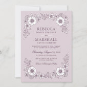  Blooms - uitnodiging voor een huwelijk met Paars (Voorkant)