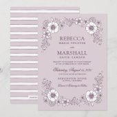  Blooms - uitnodiging voor een huwelijk met Paars (Voorkant / Achterkant)