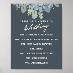  Blooms Vintage Wedding Day of Schedule Poster