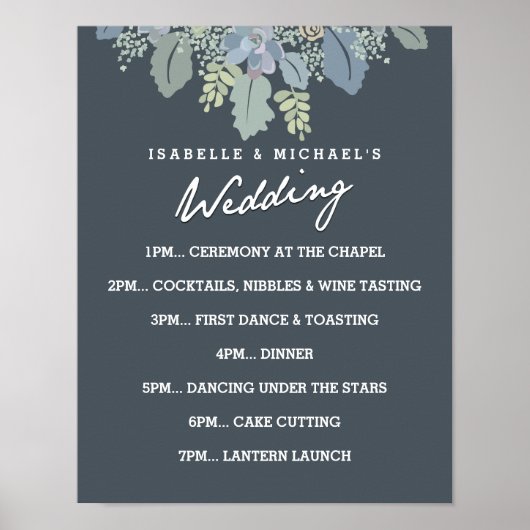 Blooms Vintage Wedding Day of Schedule Poster (Voorkant)