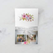 Blooms Waterverf 3 foto bruiloft dank u Bedankkaart (Binnen)