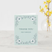  Blooms Weddenschap Hartelijk dank - Blauwgroen Kaart (Gele Bloem)