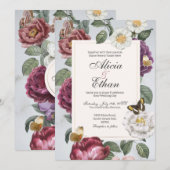 Blooms Wedding Modern Flowers Waterverf Kaart (Voorkant / Achterkant)