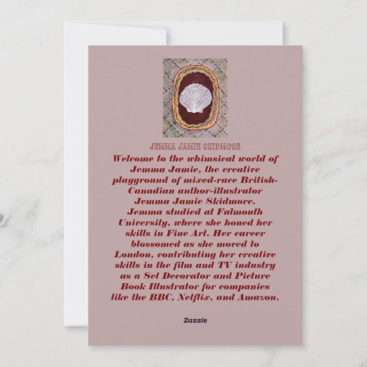 Bloomsbury & Charleston-geïnspireerde Seashell Art Feestdagenkaart (Achterkant)