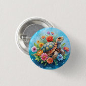 Bloomschildpad Ronde Button 3,2 Cm (Voorkant /achterkant)