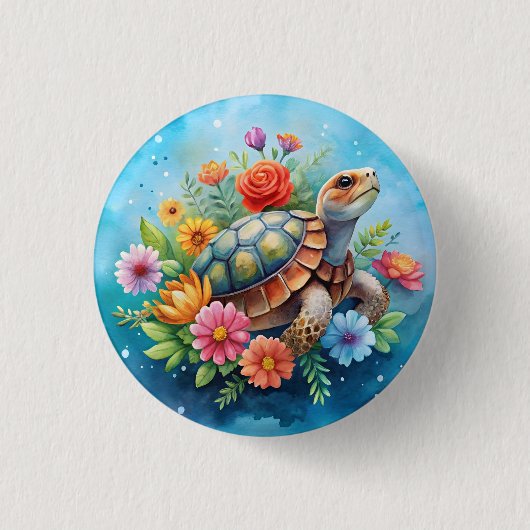 Bloomschildpad Ronde Button 3,2 Cm (Voorkant)