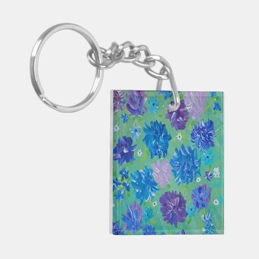 Bloomstruck Bloemen Acryl Vierkant Sleutelhanger (Voorkant Links)