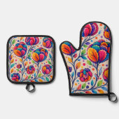 Bloomwave Tapijt Ovenwant & Pannenlap Set (Voorkant)