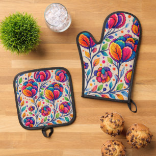 Bloomwave Tapijt Ovenwant & Pannenlap Set
