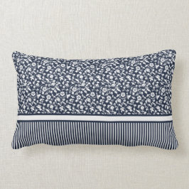  Bloomy gestreepte marineblauw & wit patroon Kussen