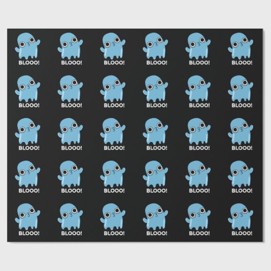Blooo Funny Blue Ghost Pun Dark BG Cadeaupapier (Vlak)