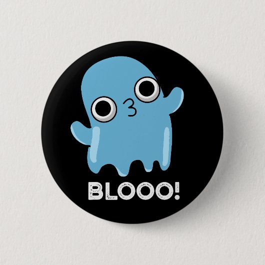 Blooo Funny Blue Ghost Pun Dark BG Ronde Button 5,7 Cm (Voorkant)