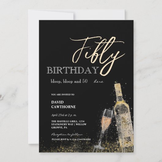 Bloop, bloop en 50 hier! 50ste verjaardag kaart (Voorkant)