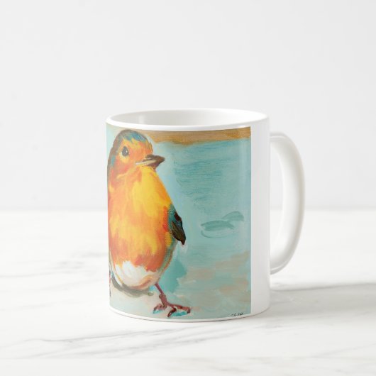 BloOrp. De Engelse rode Robin op blauwe achtergron Koffiemok (Voorkant rechts)