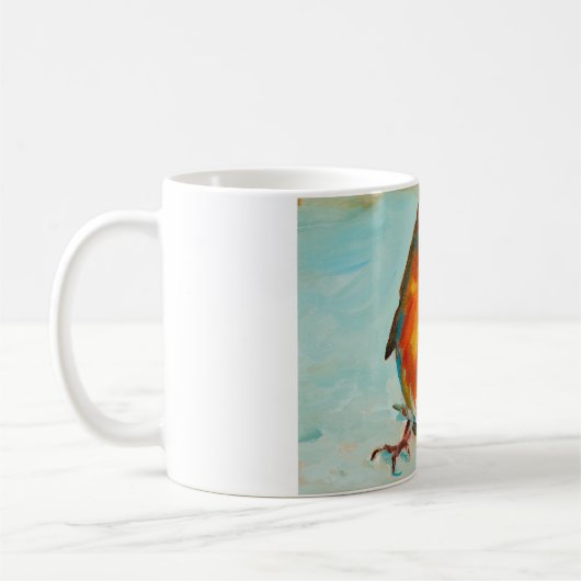 BloOrp. De Engelse rode Robin op blauwe achtergron Koffiemok (Links)