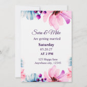 Bloos & Blauw Bloemend Save the Date Kaart (Voorkant)
