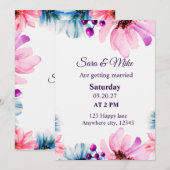 Bloos & Blauw Bloemend Save the Date Kaart (Voorkant / Achterkant)