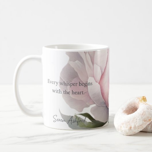 Bloos bloem mok met gefluisterde woorden (Met donut)