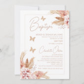 Bloos Boho Bloem Vlinders Doopfeest  Kaart (Voorkant)