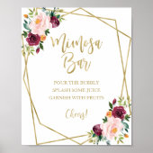 Bloos Bourgondië Bloemig Geometrisch Mimosa Bar Bo Poster (Voorkant)