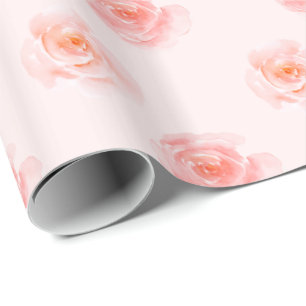 Bloos de Roze Rozen van de Waterverf Cadeaupapier