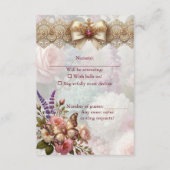 Bloos en Bloei Vintage Bloem RSVP Kaart (Achterkant)